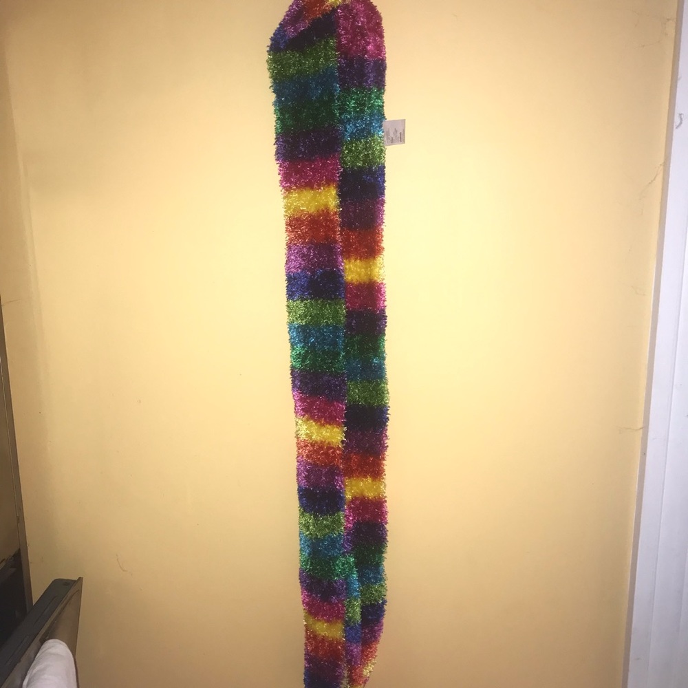Fluffy rainbow infinity scarf:)